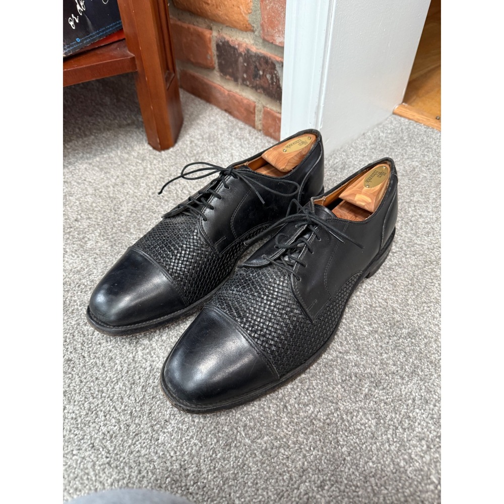 Allen Edmonds Lauderdale 11 Black Woven‎ Cap Toe Derby 2204 dress shoe